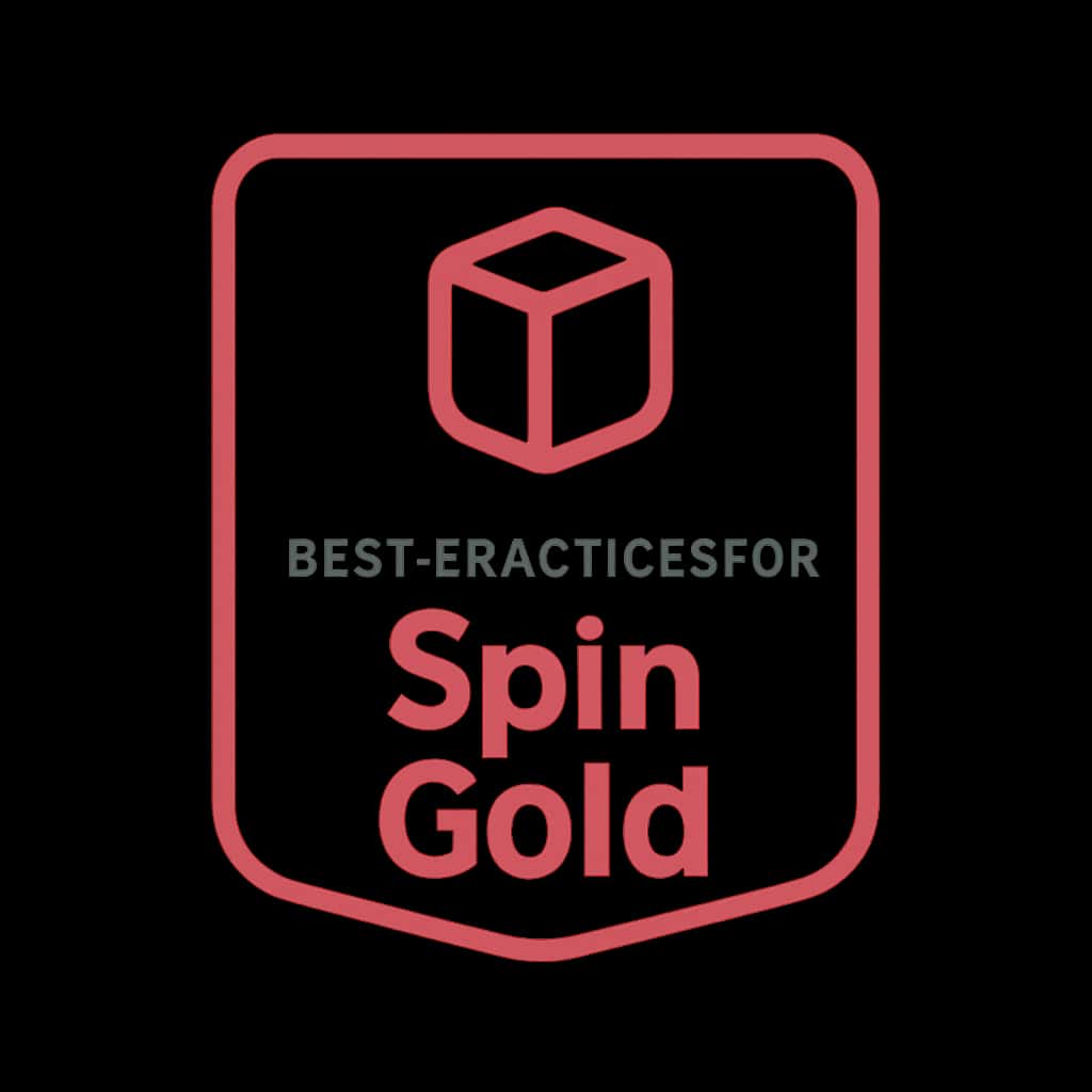 A professional badge design with the text Best Practices for Spin Gold.