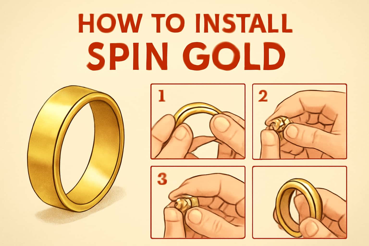Informational scene illustrating the installation process of Spin Gold.