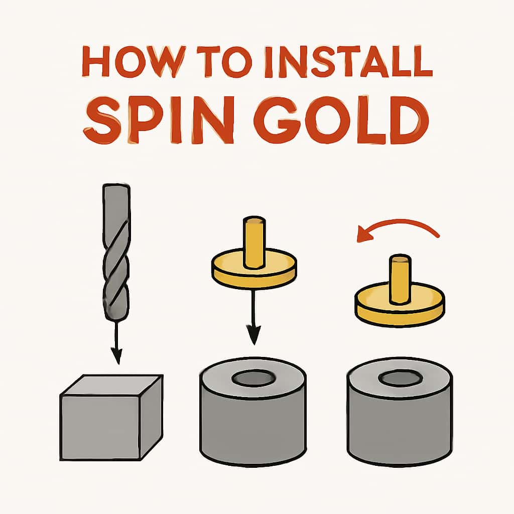 Illustration outlining installation steps for Spin Gold.