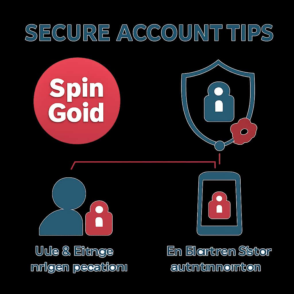 Illustration detailing Secure Spin Gold account management tips.