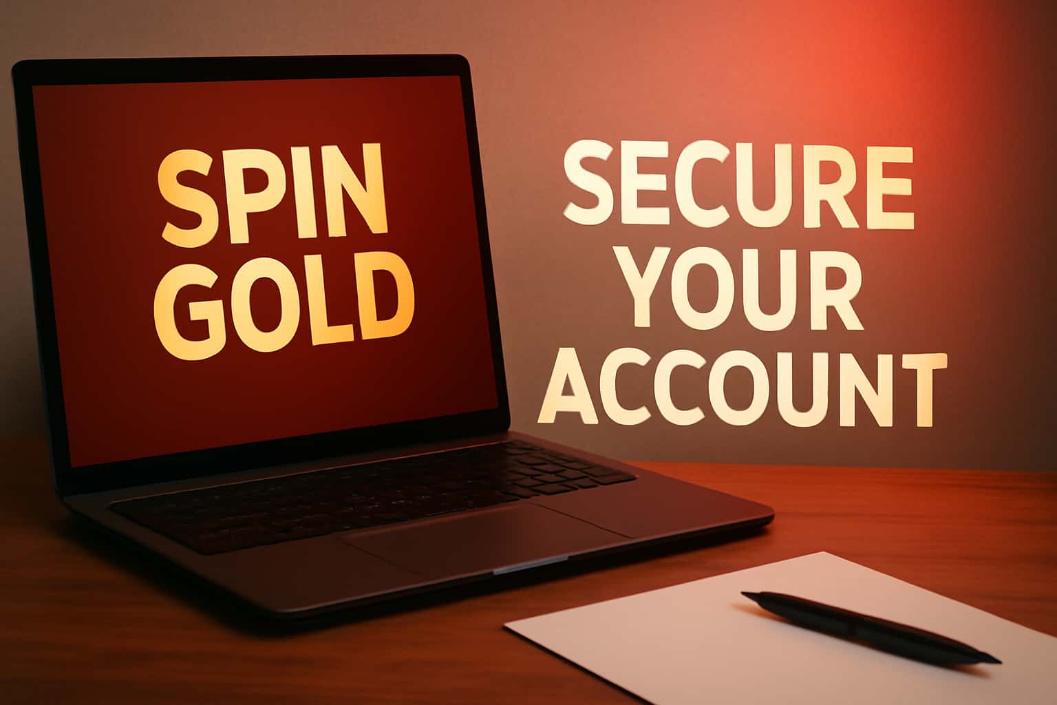 Visual representation of securing a Spin Gold account with technology elements.