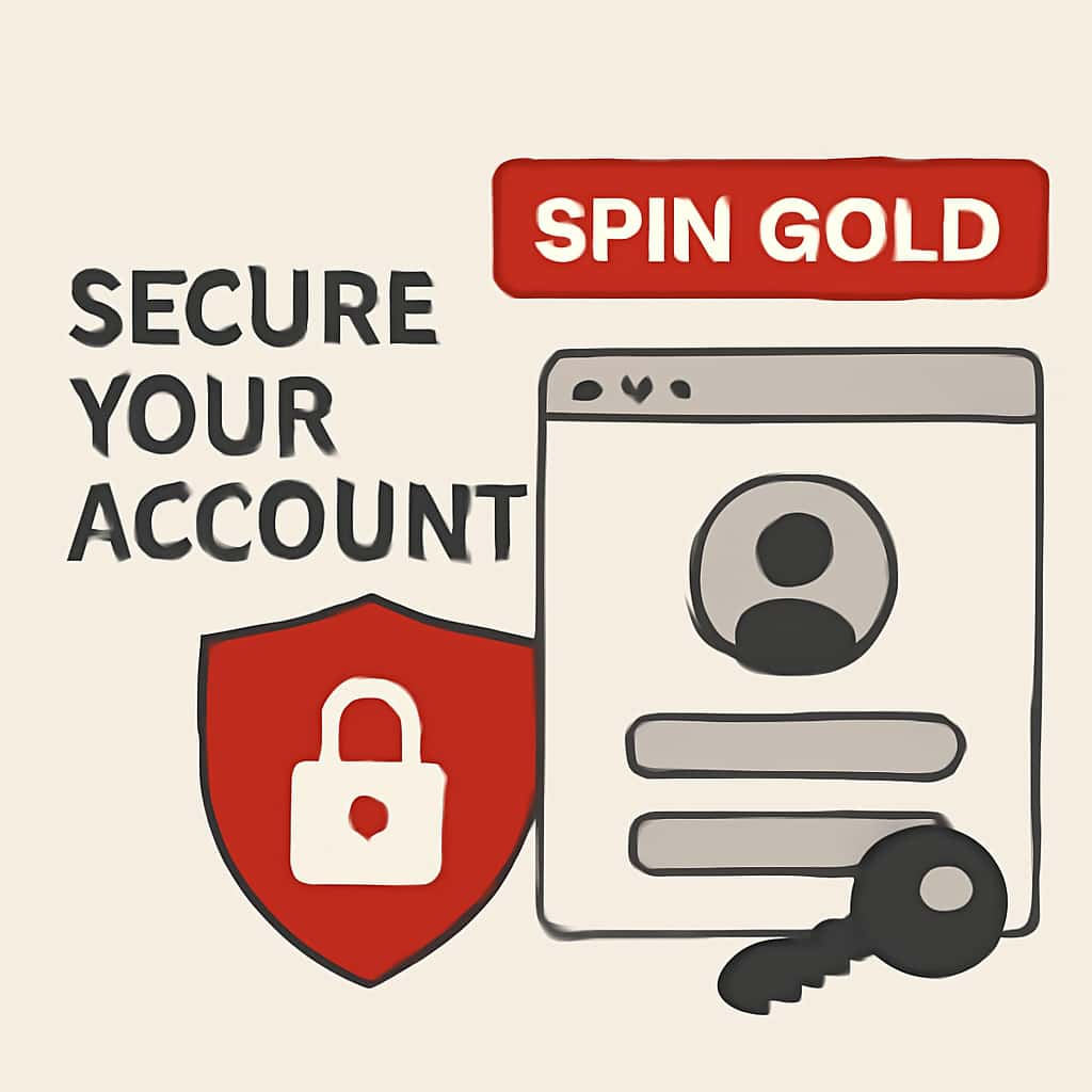 Illustration detailing steps to secure a Spin Gold account.