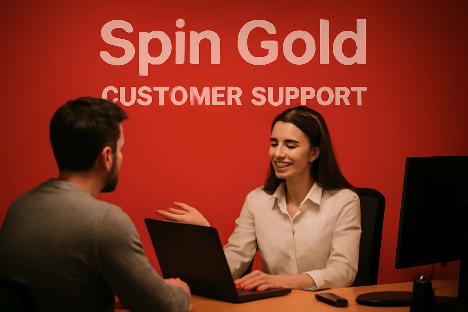 Informational scene showcasing Spin Gold Customer Support with clear text.
