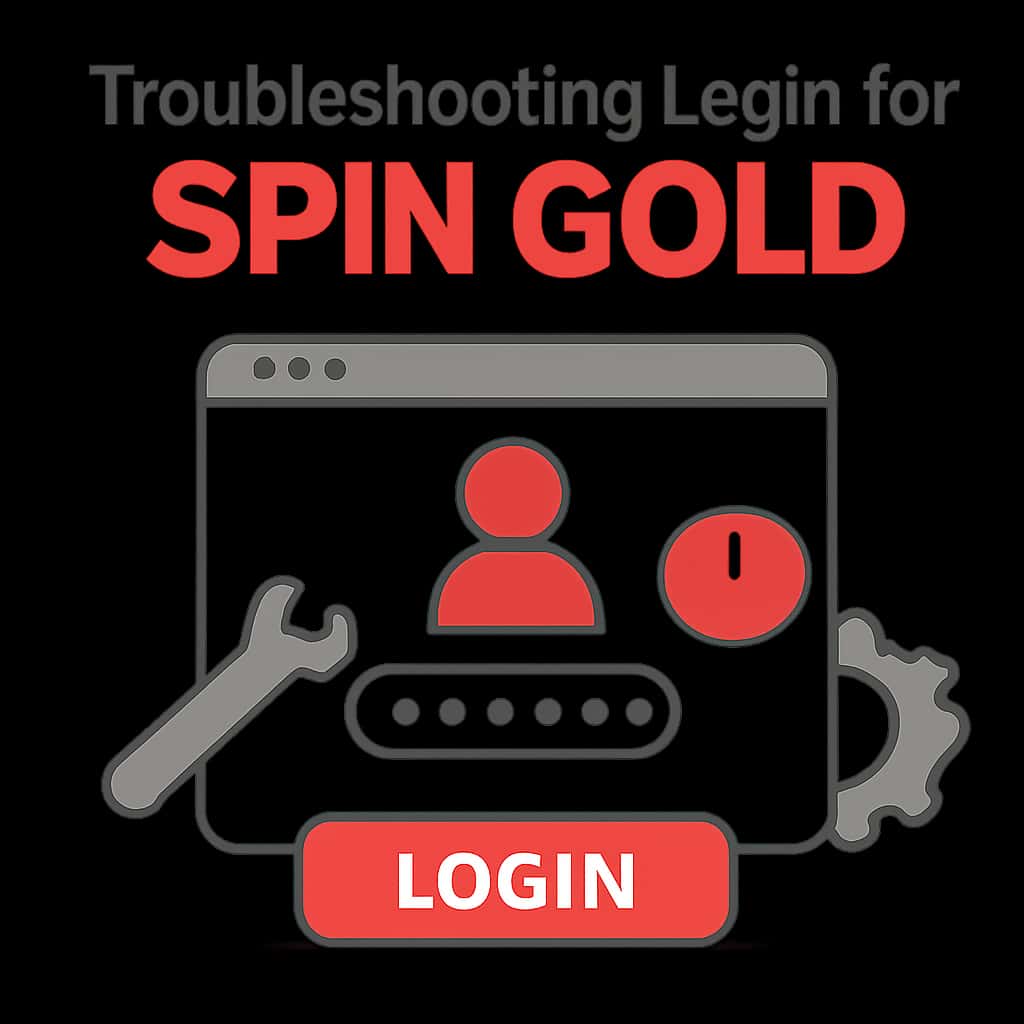 Diagram showing troubleshooting steps for Spin Gold login.
