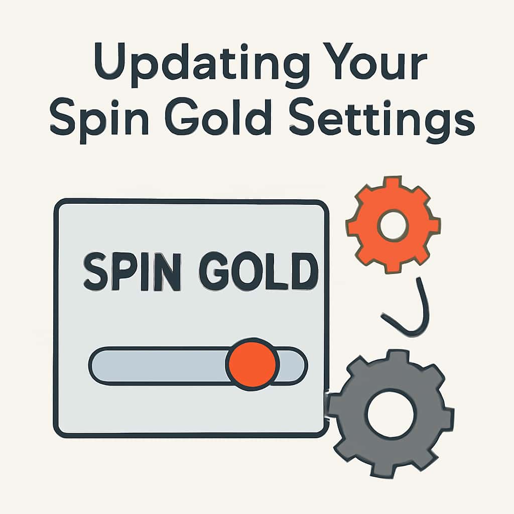 Illustration showing steps to update Spin Gold settings.